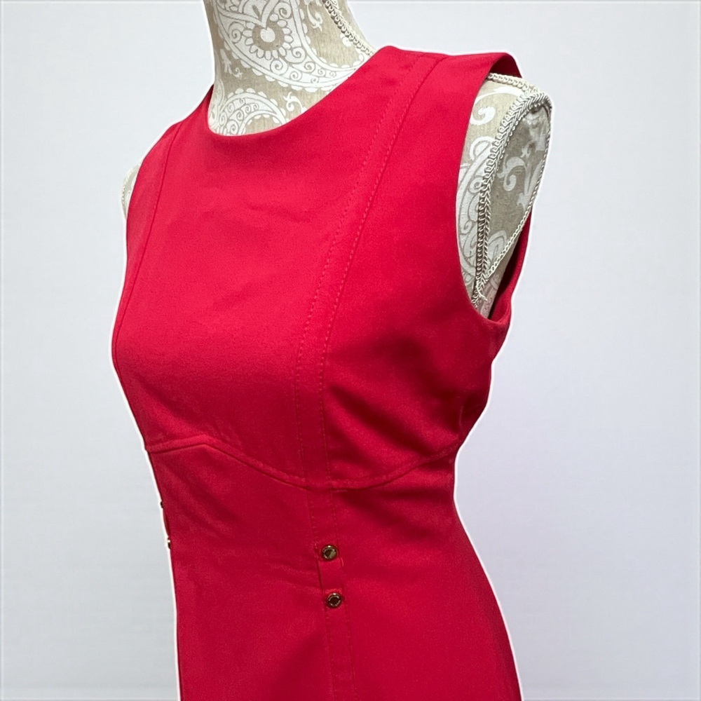 Calvin Klein Women’s Pink Red Sheath Dress Size 4 Sleeveless Career Cocktail - Picture 3 of 14